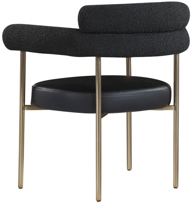 Blake Boucle Fabric Upholstered and Vegan Leather Upholstered Dining Chair in Black, Set of 2 - 870Black-C