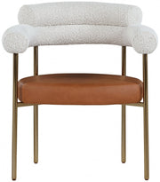Blake Boucle Fabric Upholstered and Vegan Leather Upholstered Dining Chair in Cognac, Set of 2 - 870Cognac-C