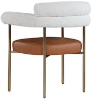Blake Boucle Fabric Upholstered and Vegan Leather Upholstered Dining Chair in Cognac, Set of 2 - 870Cognac-C