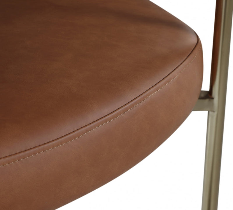 Blake Boucle Fabric Upholstered and Vegan Leather Upholstered Dining Chair in Cognac, Set of 2 - 870Cognac-C