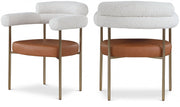 Blake Boucle Fabric Upholstered and Vegan Leather Upholstered Dining Chair in Cognac, Set of 2 - 870Cognac-C