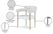 Blake Boucle Fabric Upholstered and Vegan Leather Upholstered Dining Chair in Cream, Set of 2 - 870Cream-C