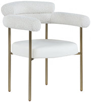 Blake Boucle Fabric Upholstered and Vegan Leather Upholstered Dining Chair in Cream, Set of 2 - 870Cream-C
