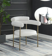 Blake Boucle Fabric Upholstered and Vegan Leather Upholstered Dining Chair in Cream, Set of 2 - 870Cream-C