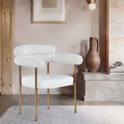 Blake Boucle Fabric Upholstered and Vegan Leather Upholstered Dining Chair in Cream, Set of 2 - 870Cream-C
