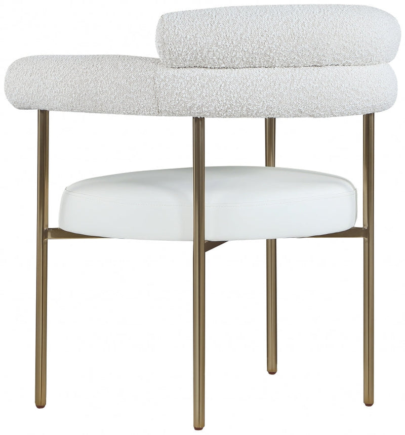 Blake Boucle Fabric Upholstered and Vegan Leather Upholstered Dining Chair in Cream, Set of 2 - 870Cream-C