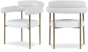 Blake Boucle Fabric Upholstered and Vegan Leather Upholstered Dining Chair in Cream, Set of 2 - 870Cream-C
