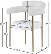 Blake Boucle Fabric Upholstered and Vegan Leather Upholstered Dining Chair in Cream, Set of 2 - 870Cream-C