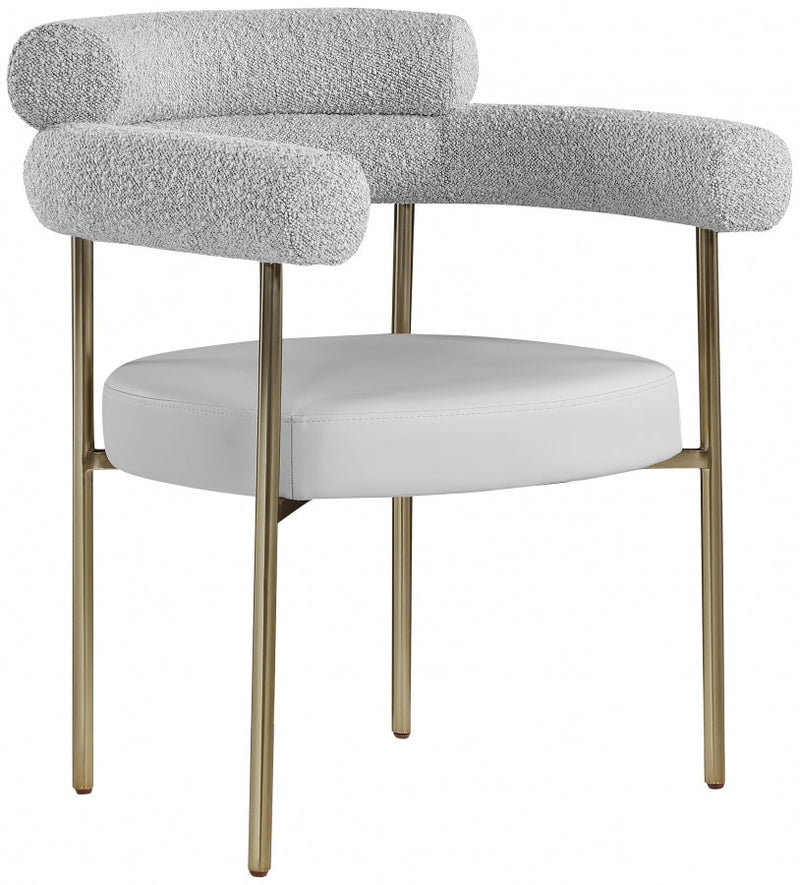 Blake Boucle Fabric Upholstered and Vegan Leather Upholstered Dining Chair in Taupe, Set of 2 - 870Taupe-C