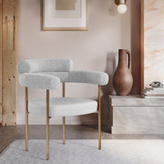 Blake Boucle Fabric Upholstered and Vegan Leather Upholstered Dining Chair in Taupe, Set of 2 - 870Taupe-C