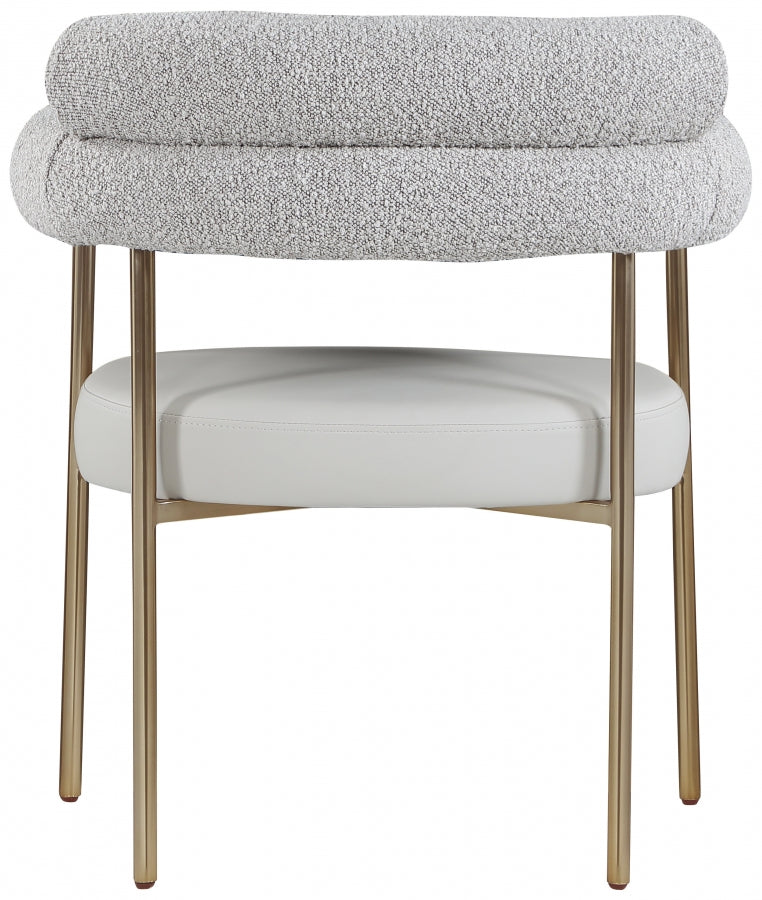 Blake Boucle Fabric Upholstered and Vegan Leather Upholstered Dining Chair in Taupe, Set of 2 - 870Taupe-C