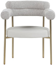 Blake Boucle Fabric Upholstered and Vegan Leather Upholstered Dining Chair in Taupe, Set of 2 - 870Taupe-C