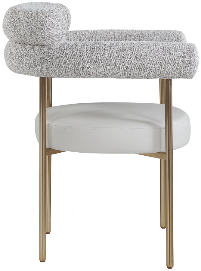 Blake Boucle Fabric Upholstered and Vegan Leather Upholstered Dining Chair in Taupe, Set of 2 - 870Taupe-C
