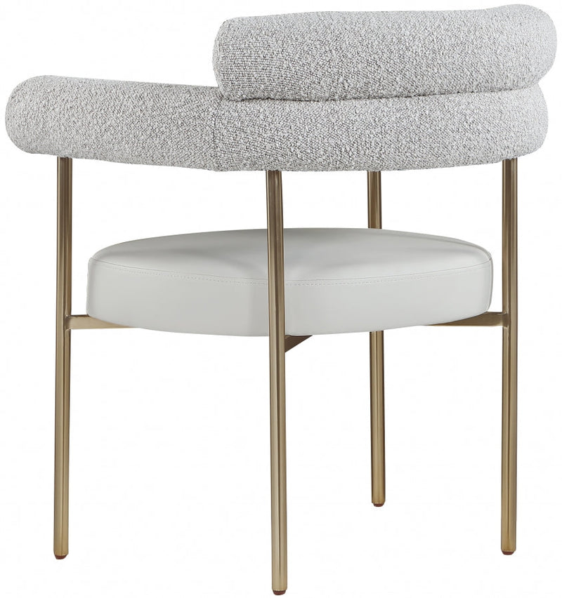 Blake Boucle Fabric Upholstered and Vegan Leather Upholstered Dining Chair in Taupe, Set of 2 - 870Taupe-C