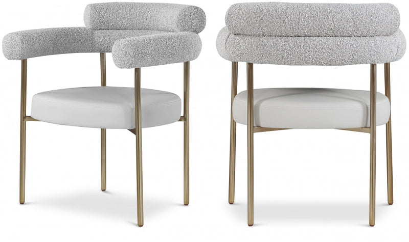 Blake Boucle Fabric Upholstered and Vegan Leather Upholstered Dining Chair in Taupe, Set of 2 - 870Taupe-C