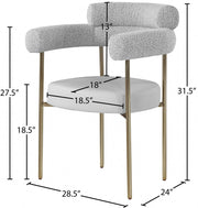 Blake Boucle Fabric Upholstered and Vegan Leather Upholstered Dining Chair in Taupe, Set of 2 - 870Taupe-C
