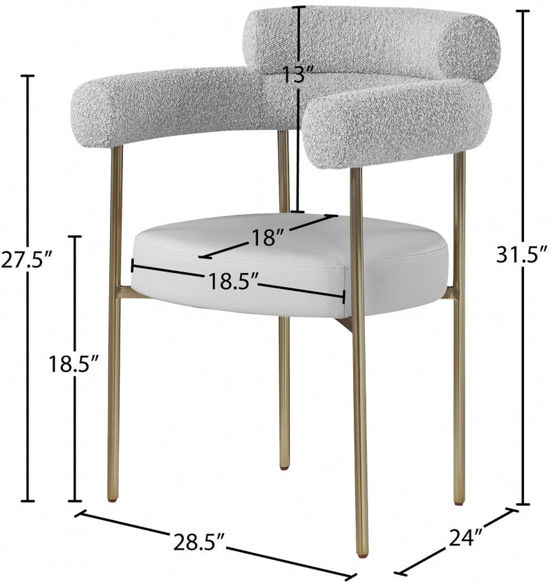 Blake Boucle Fabric Upholstered and Vegan Leather Upholstered Dining Chair in Taupe, Set of 2 - 870Taupe-C