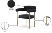 Blake Boucle Fabric Upholstered Dining Chair in Black, Set of 2 - 871Black-C