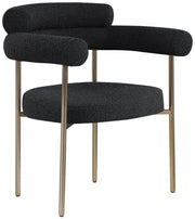 Blake Boucle Fabric Upholstered Dining Chair in Black, Set of 2 - 871Black-C