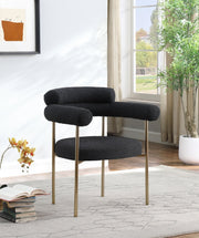 Blake Boucle Fabric Upholstered Dining Chair in Black, Set of 2 - 871Black-C