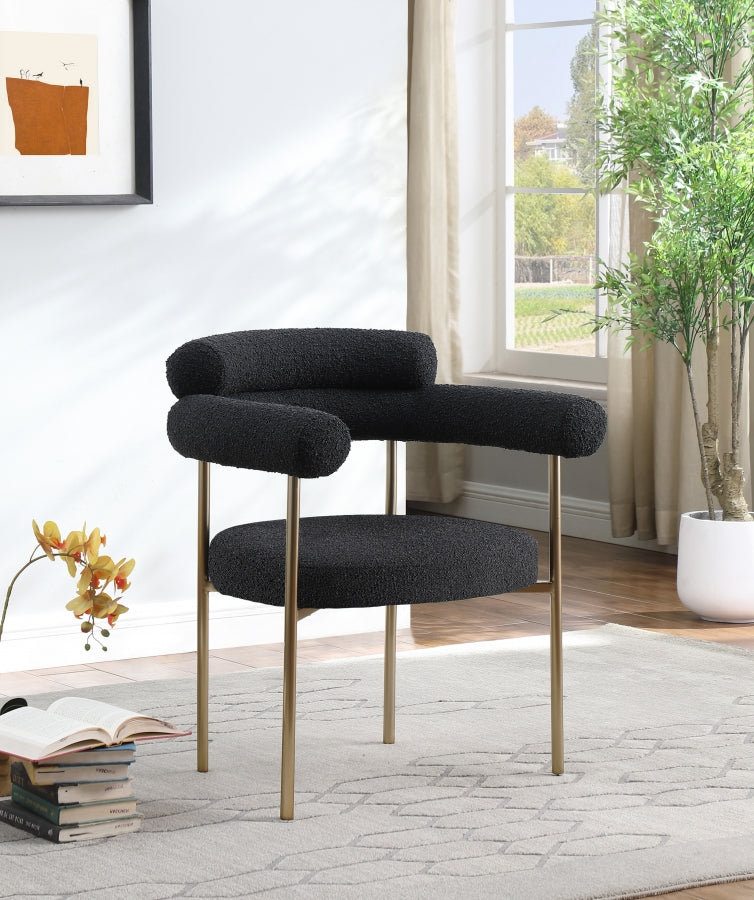 Blake Boucle Fabric Upholstered Dining Chair in Black, Set of 2 - 871Black-C