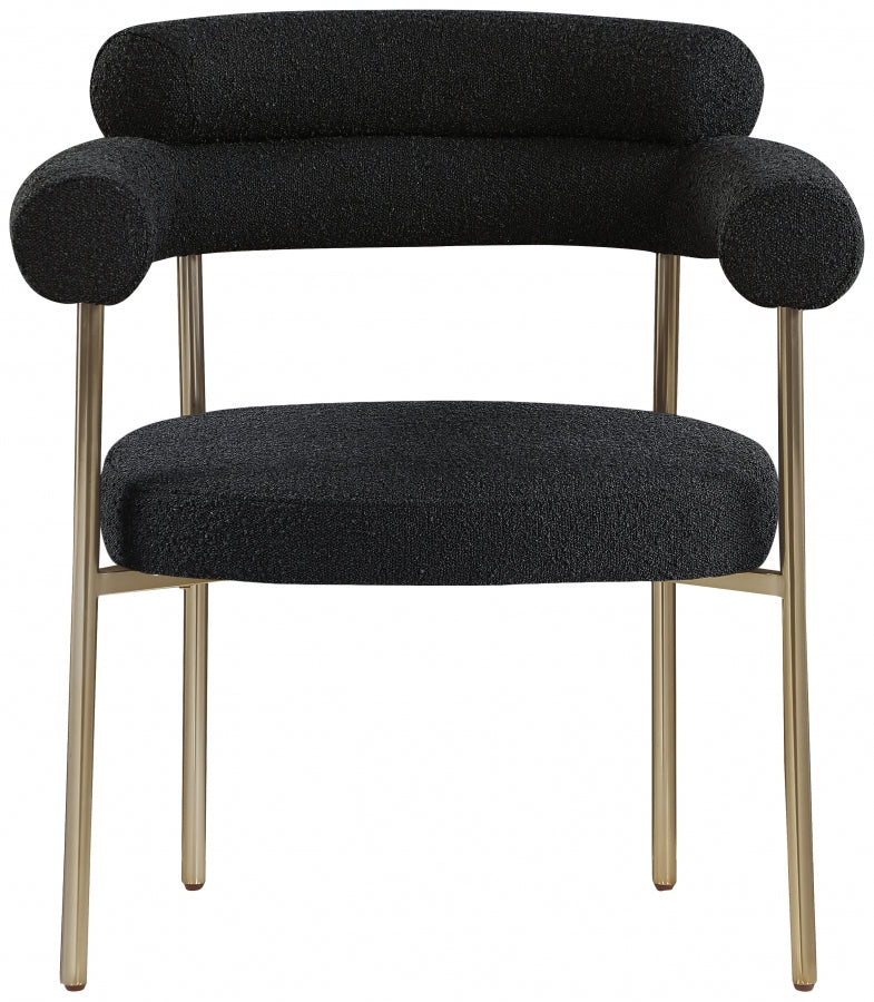 Blake Boucle Fabric Upholstered Dining Chair in Black, Set of 2 - 871Black-C