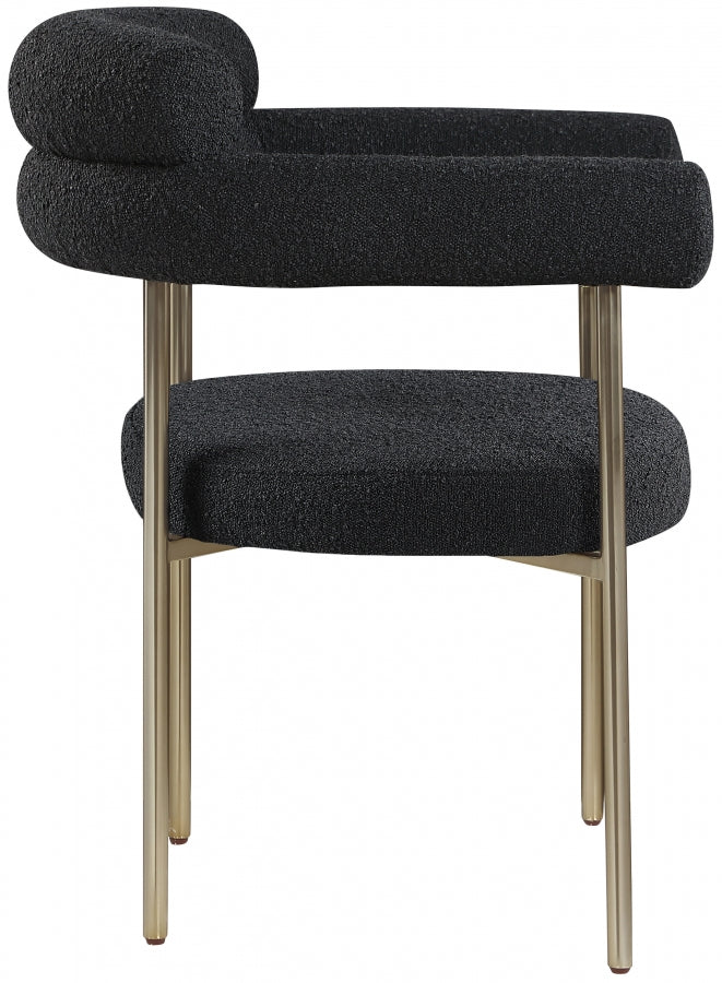 Blake Boucle Fabric Upholstered Dining Chair in Black, Set of 2 - 871Black-C