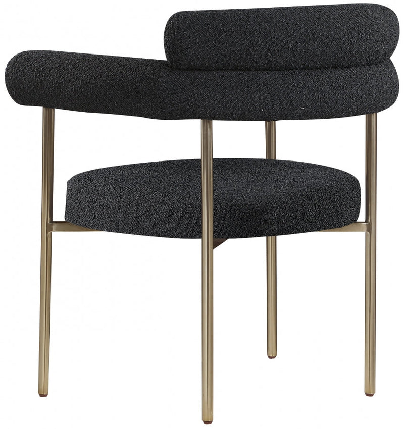 Blake Boucle Fabric Upholstered Dining Chair in Black, Set of 2 - 871Black-C
