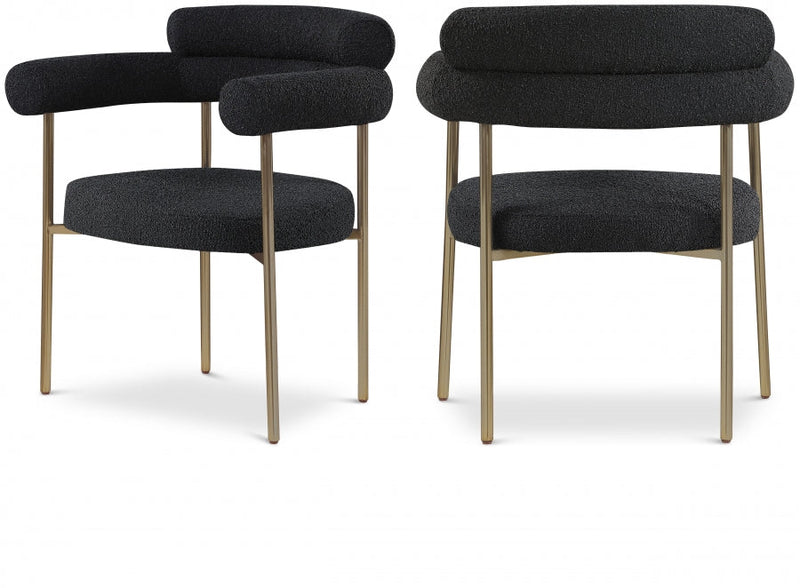 Blake Boucle Fabric Upholstered Dining Chair in Black, Set of 2 - 871Black-C