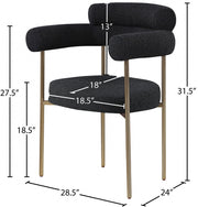 Blake Boucle Fabric Upholstered Dining Chair in Black, Set of 2 - 871Black-C