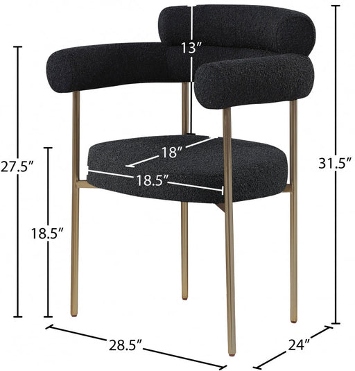 Blake Boucle Fabric Upholstered Dining Chair in Black, Set of 2 - 871Black-C
