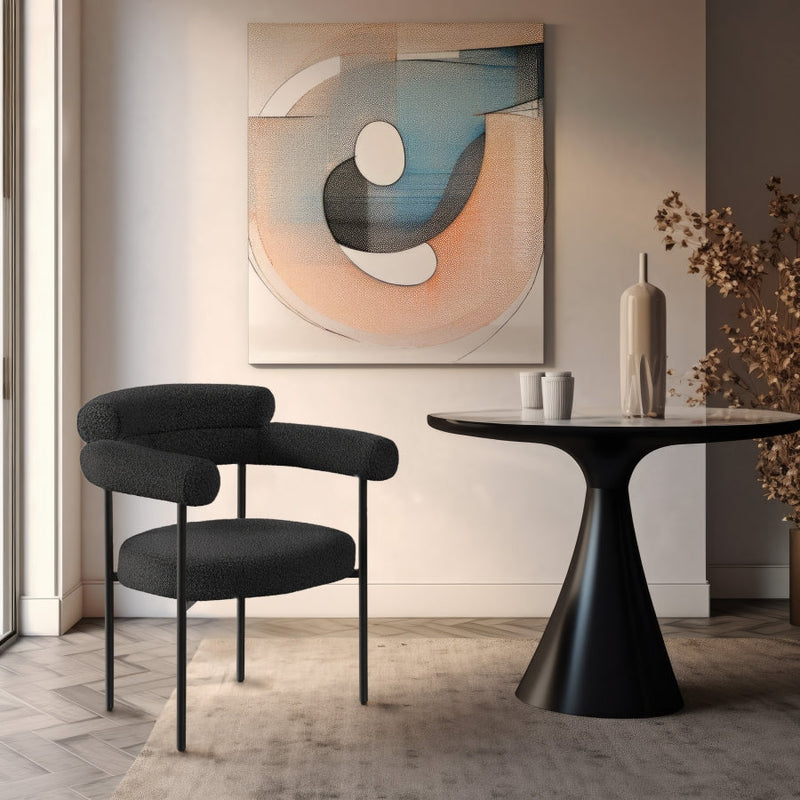 Blake Boucle Fabric Upholstered Dining Chair in Black, Set of 2 - 879Black-C