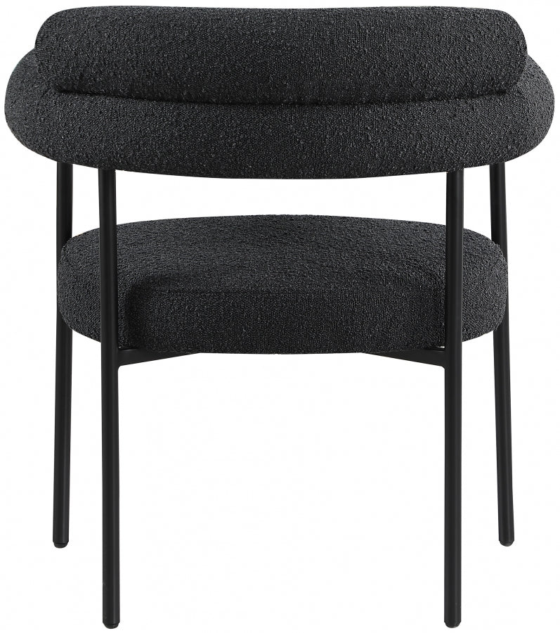 Blake Boucle Fabric Upholstered Dining Chair in Black, Set of 2 - 879Black-C