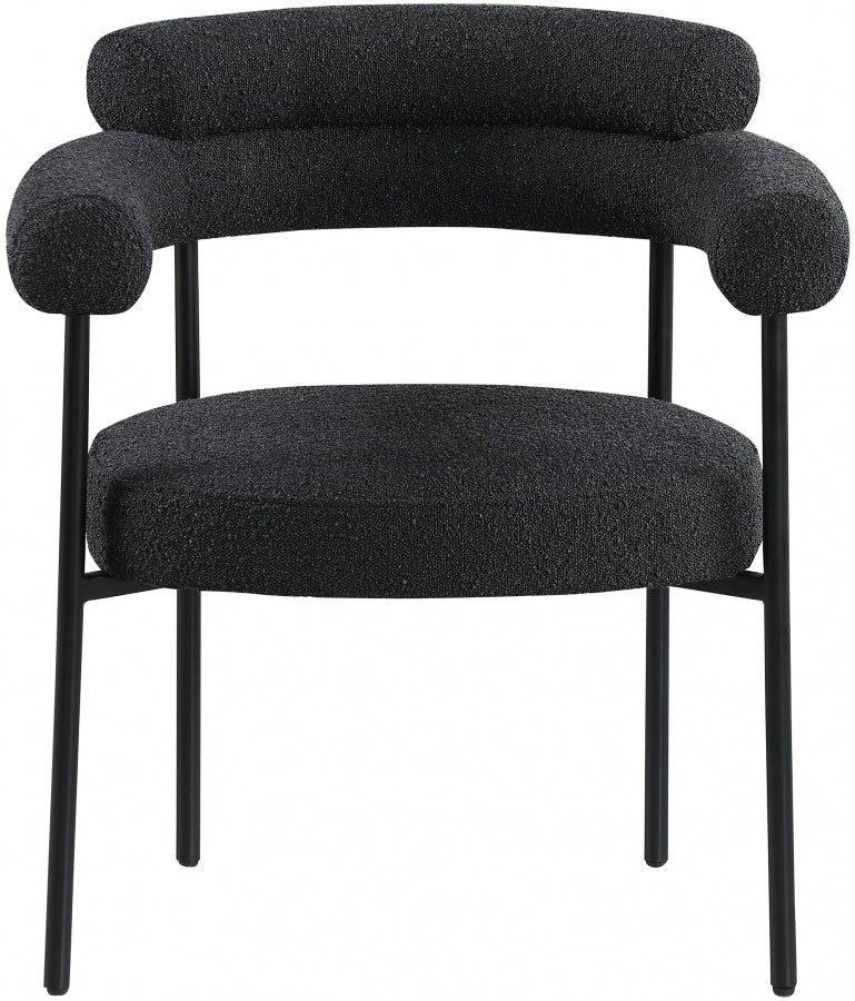 Blake Boucle Fabric Upholstered Dining Chair in Black, Set of 2 - 879Black-C