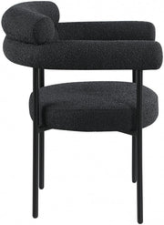 Blake Boucle Fabric Upholstered Dining Chair in Black, Set of 2 - 879Black-C