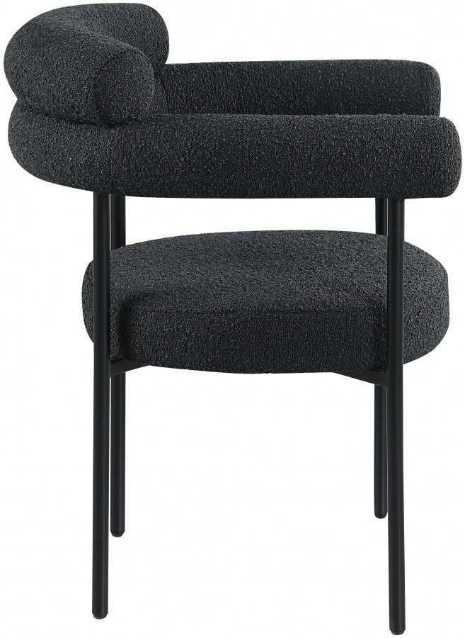 Blake Boucle Fabric Upholstered Dining Chair in Black, Set of 2 - 879Black-C