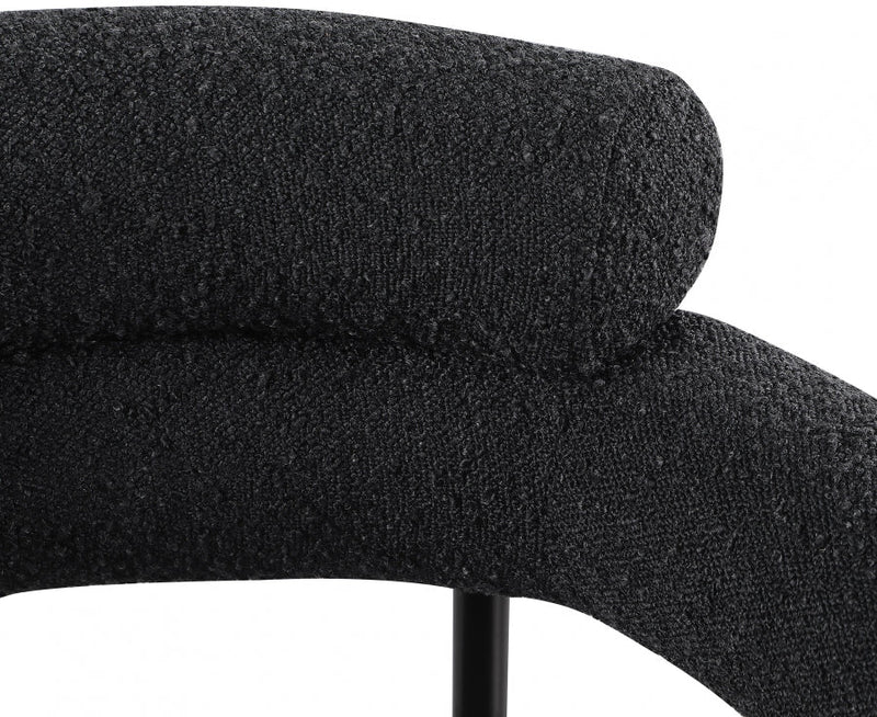 Blake Boucle Fabric Upholstered Dining Chair in Black, Set of 2 - 879Black-C
