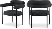 Blake Boucle Fabric Upholstered Dining Chair in Black, Set of 2 - 879Black-C