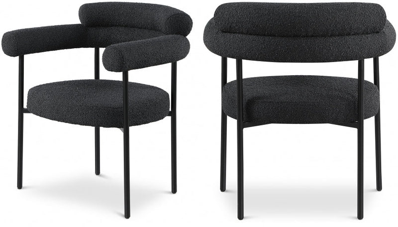 Blake Boucle Fabric Upholstered Dining Chair in Black, Set of 2 - 879Black-C