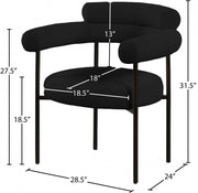 Blake Boucle Fabric Upholstered Dining Chair in Black, Set of 2 - 879Black-C