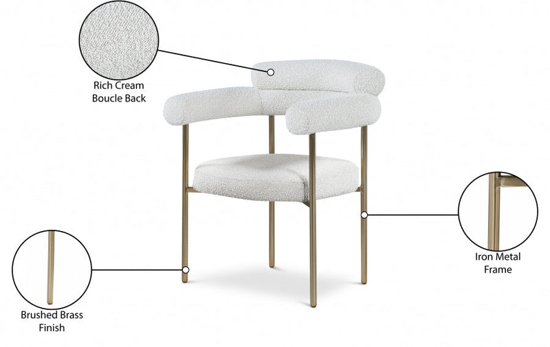 Blake Boucle Fabric Upholstered Dining Chair in Cream, Set of 2 - 871Cream-C