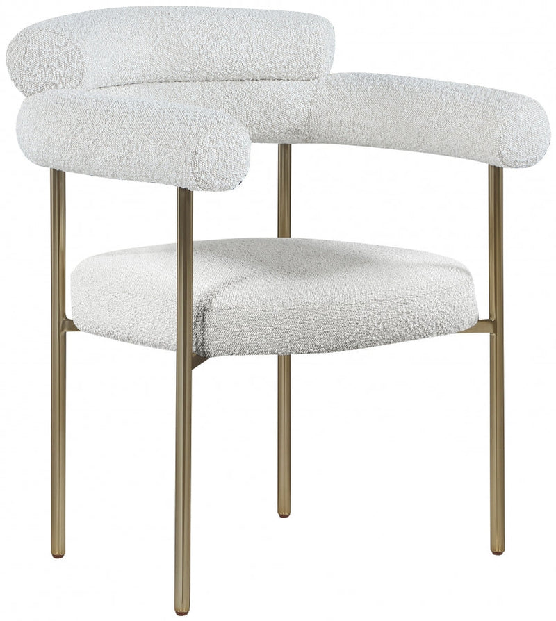 Blake Boucle Fabric Upholstered Dining Chair in Cream, Set of 2 - 871Cream-C