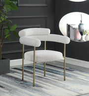 Blake Boucle Fabric Upholstered Dining Chair in Cream, Set of 2 - 871Cream-C