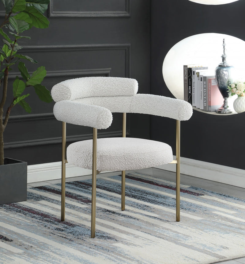 Blake Boucle Fabric Upholstered Dining Chair in Cream, Set of 2 - 871Cream-C