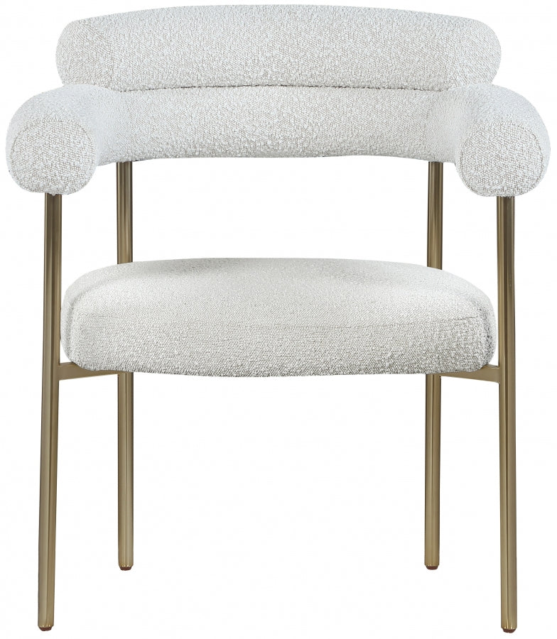 Blake Boucle Fabric Upholstered Dining Chair in Cream, Set of 2 - 871Cream-C