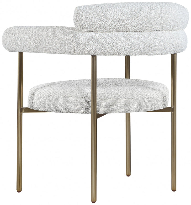 Blake Boucle Fabric Upholstered Dining Chair in Cream, Set of 2 - 871Cream-C