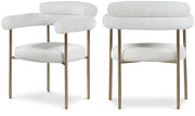 Blake Boucle Fabric Upholstered Dining Chair in Cream, Set of 2 - 871Cream-C