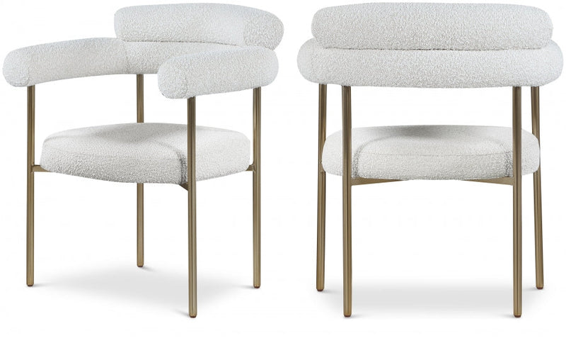 Blake Boucle Fabric Upholstered Dining Chair in Cream, Set of 2 - 871Cream-C