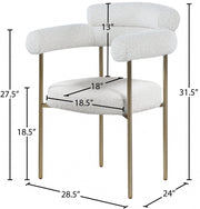 Blake Boucle Fabric Upholstered Dining Chair in Cream, Set of 2 - 871Cream-C
