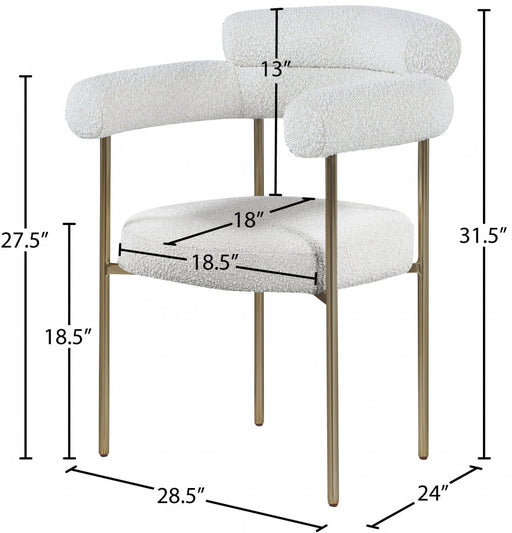 Blake Boucle Fabric Upholstered Dining Chair in Cream, Set of 2 - 871Cream-C